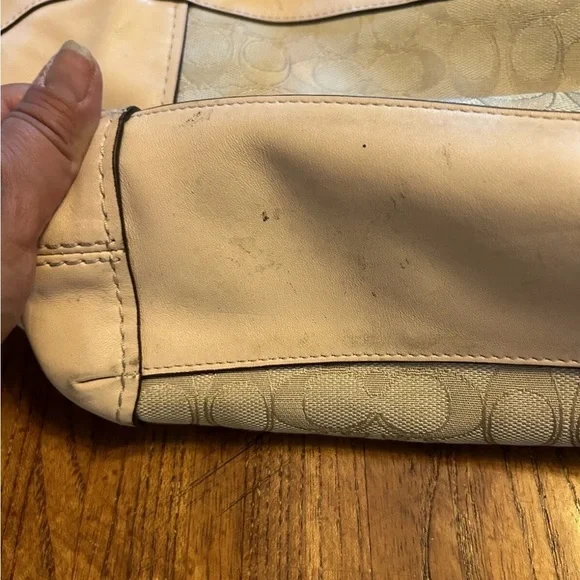 Coach Beige w/ Pink Leather Signature Shoulder Bag - Picture 7 of 16